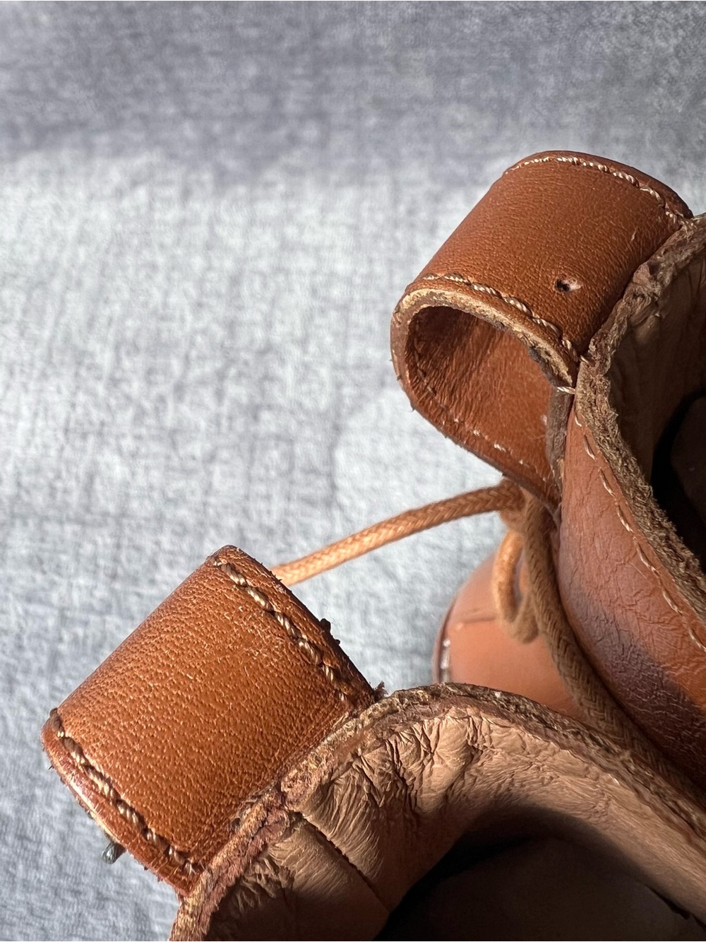 Madewell The Patti Lace-Up Ankle Boots Sz 5 English Saddle Leather Soft Brown - Picture 6 of 16